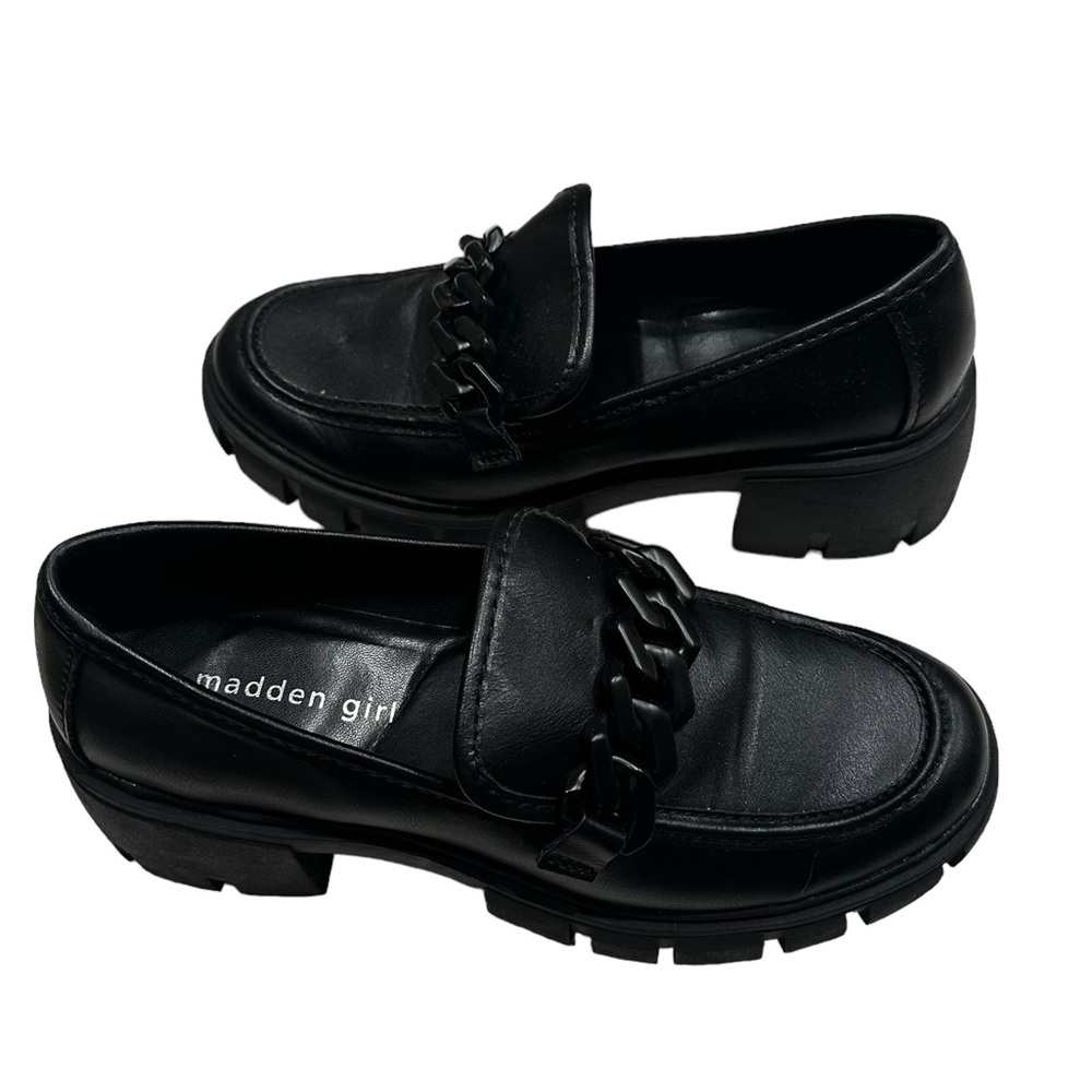 Madden Girl Hoxton Chain Lug Sole Loafers Black Size … Gem